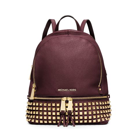 michael kors leather backpack rhea|Michael Kors rhea studded backpack.